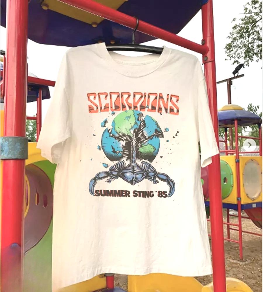 Редкий! Scorpions Летний Укус Футболка Тройник Унисекс летний хлопковый Мужской Женский топ футболка Короткий рукав Уличный стиль Повседневный Модный Оверсайз S