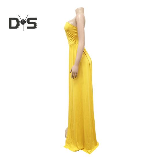 Dámské večerní šaty na jedno rameno Bez rukávů Dělený lem Jednobarevný Plisovaný Jednobarevný Plesový maxi Společenský koktejlový ples