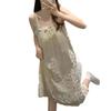 2026 Summer Sweet Princess Woven Cotton Nightgown with Chest Pads – Women's Long Camisole Loungewear