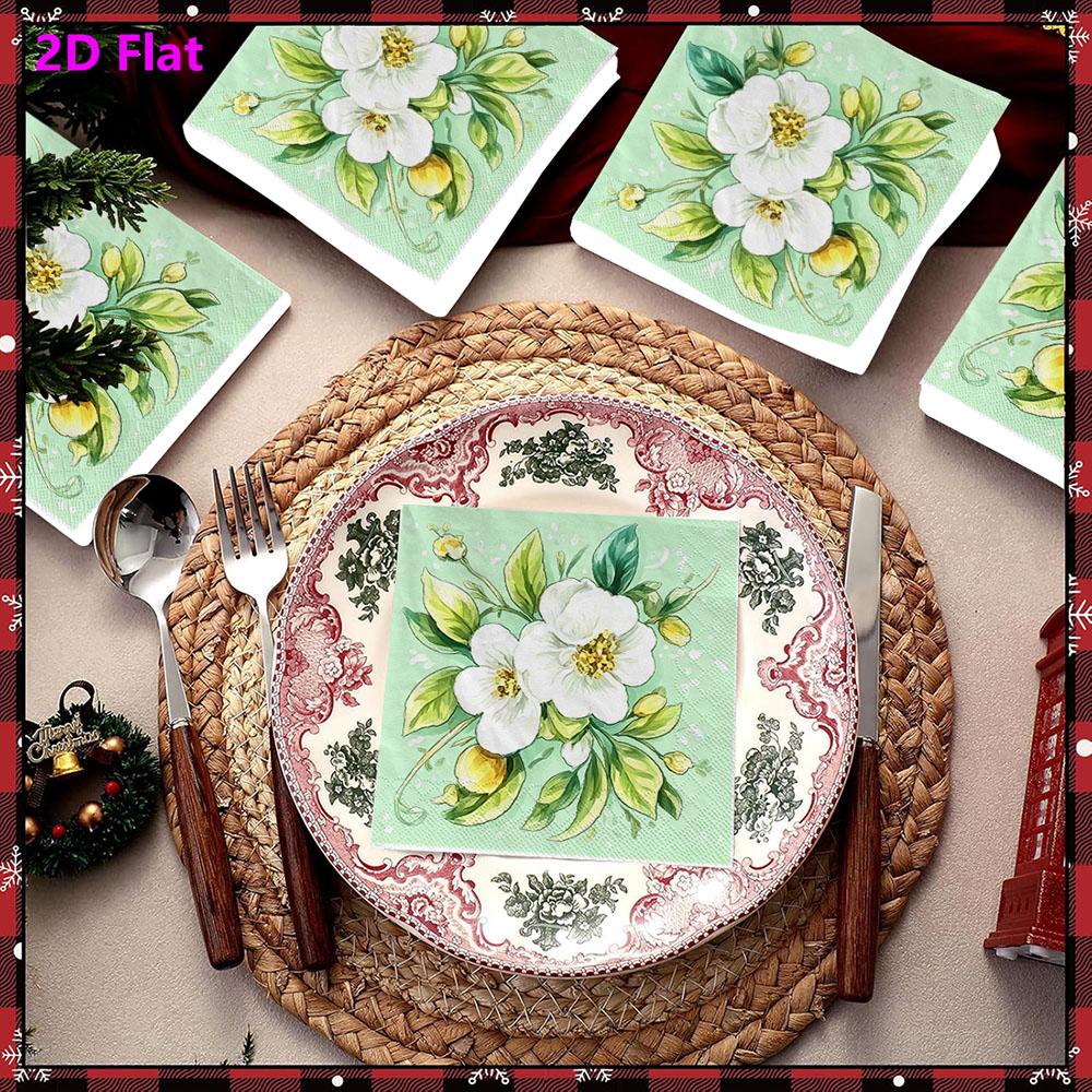 20pcs Disposable Napkins with Flowers, Birds Pattern Print for Wedding,Parties,and Daily Use for Thanksgiving Fall Christmas Table Decoration