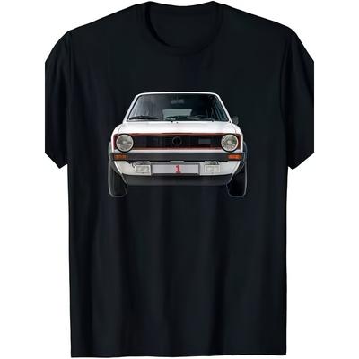 Men'S Black Golf Classic Car Graphic T-Shirt | Vintage Front Design, Short Sleeve, Round Neck, Casual Fit, All-Season Wear, Car T Shirt