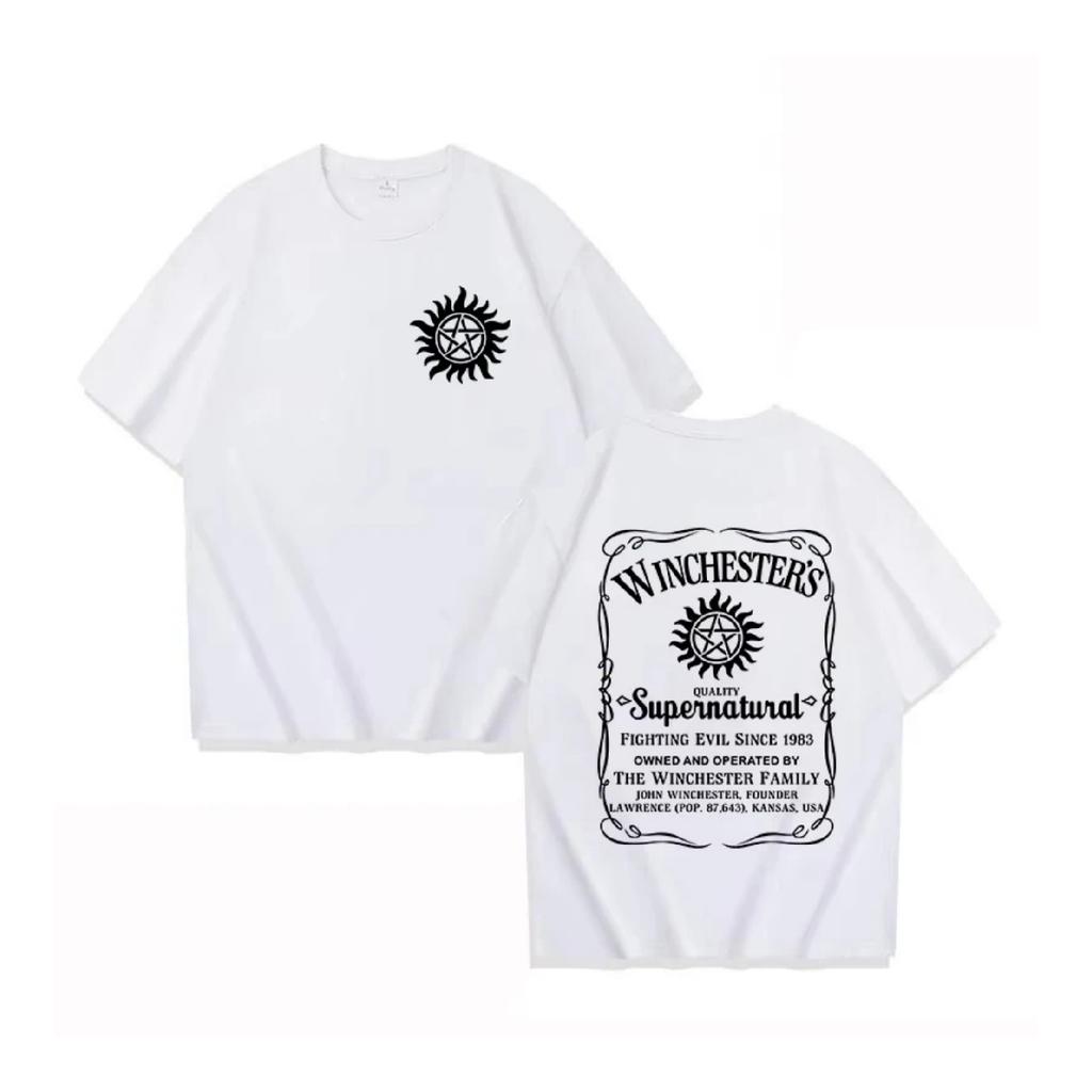 Hot Supernatural Print T Shirt Summer Fashion Casual Short Sleeve Round Neck Tops Women_Mens T-shirts