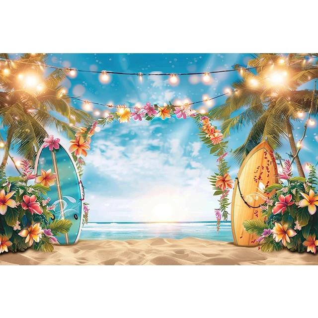 Bonvvie Photography Background Summer Beach Hawaii Luau Aloha Flamingo Holiday Party Decor Birthday Backdrop for Photo Studio