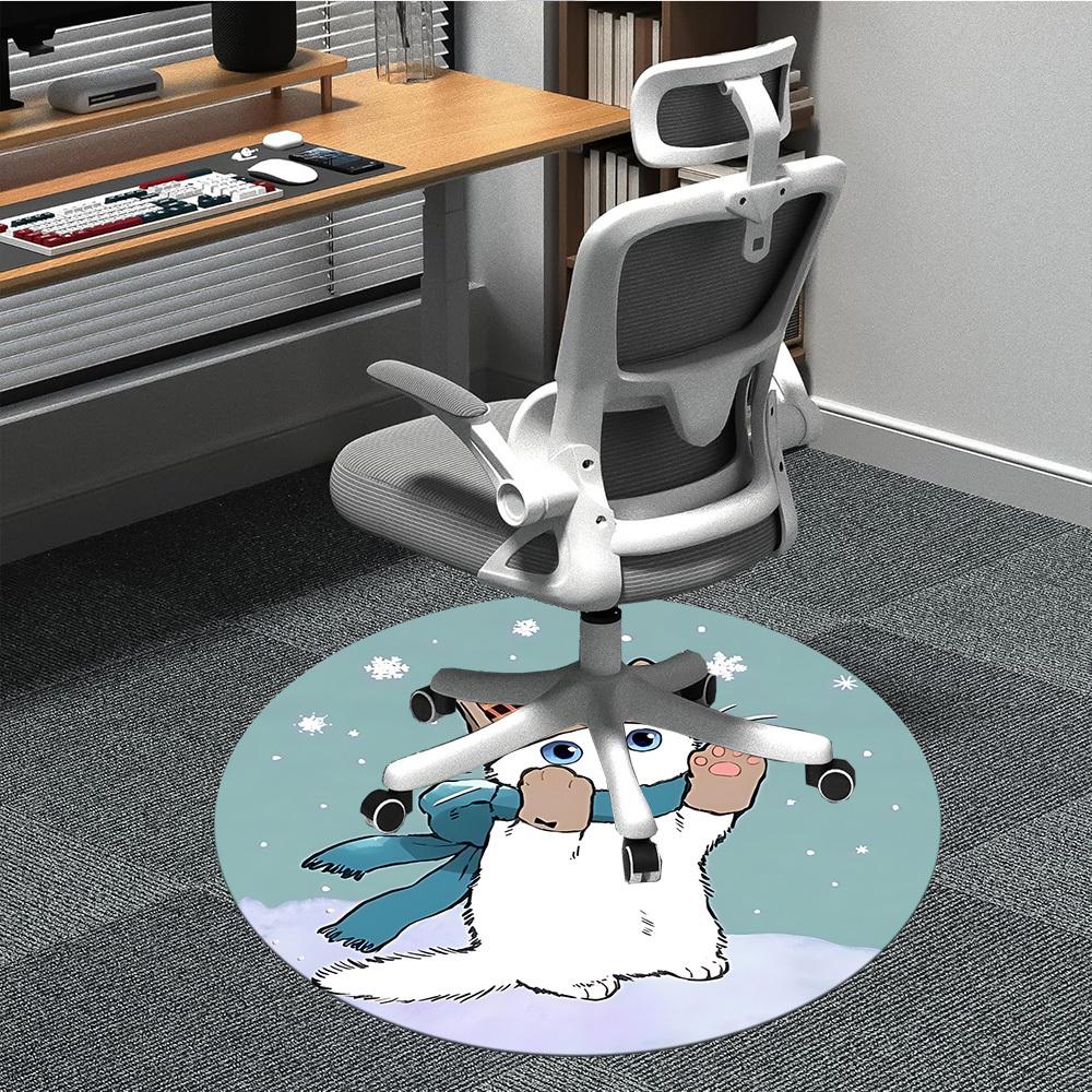

1pc Winter Kitten Office Round Area Rug, Indoor Mat Suitable ForOffice, Under Office Chairs Bedroom Living Room Home Decor, Room Deco, D041 80cm by 80cm