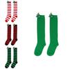 Cute Plush Christmas Socks For Kids Over The Knee Striped Cartoon Toy Socks