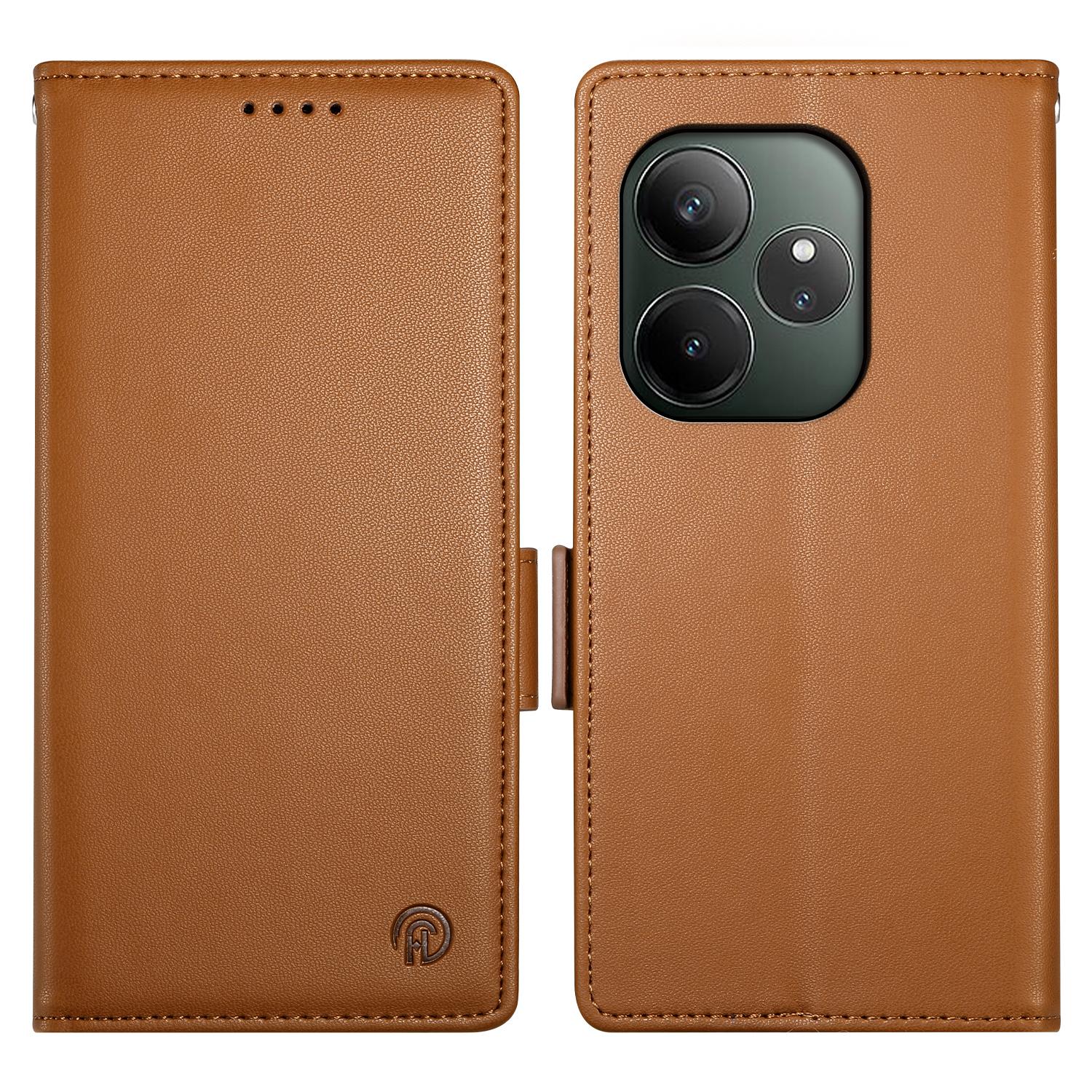 

DF-010 Для Realme GT 6 5G Подставка Чехол PU Кожаный Кошелек Чехол для Телефона Brown