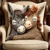 Süße Esel-Paar Kissenbezug 2D Faux-Stickerei Druck Umarmendes Bauernhoftier Kissenhülle Für Sofa Bett Couch Gemütliches Rustikales Zuhause