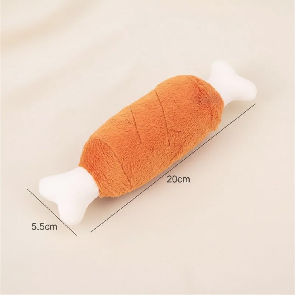 

Plush Dog Toys Double Bone Sounding Drumstick Squeaky Pet Toys for Dogs Interactive Fun Play коричневый