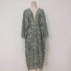 Womens Cotton Printed Beach Cover Up Dress With Waist Tie UPF Sun Protection Kimono Style Swimwear Set