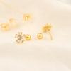 Elegant Zircon Flower Screw Back Earrings For Women Fashionable Small Exquisite Niche Design Studs Jewelry