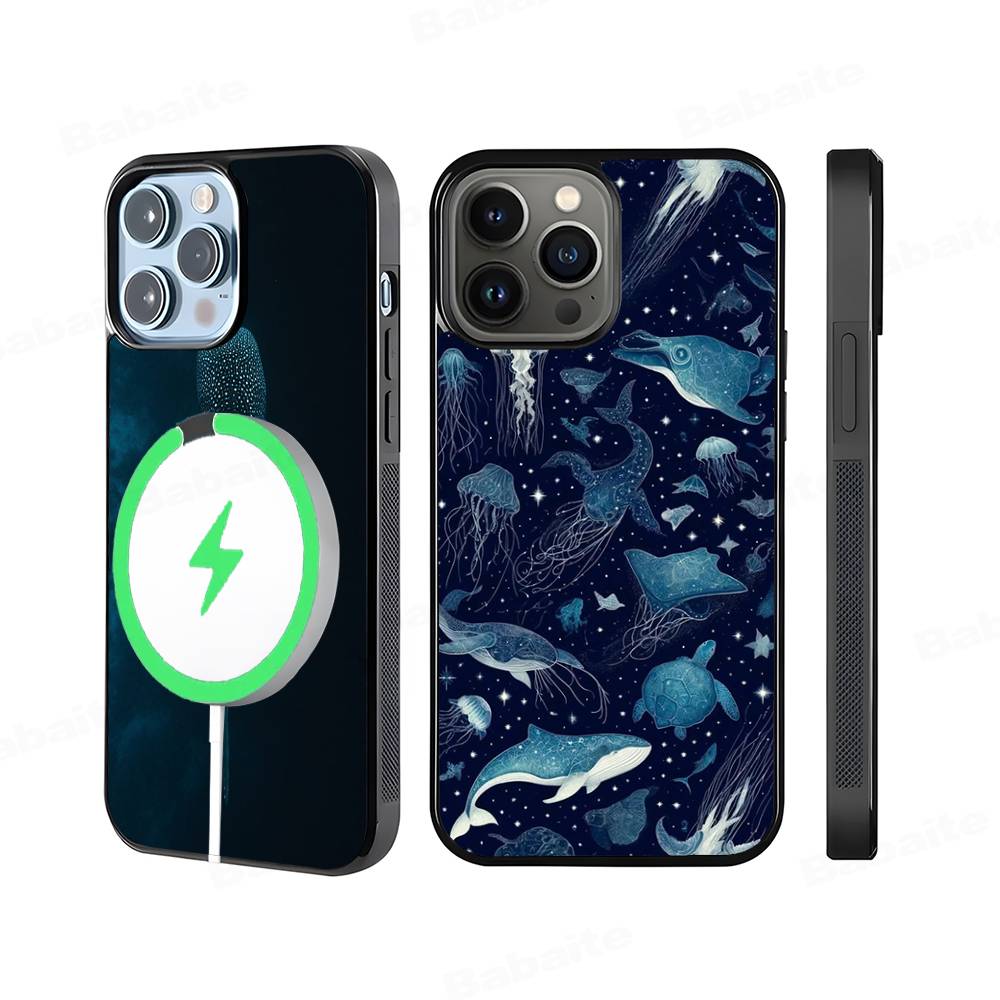Ocean Whale Shark Swimming Phone Case Magnetic Case For IPhone 16 14 13 12 11 15 Pro Max Plus For Magsafe Wireless Charge Cover