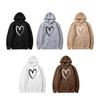 Oversized Fleece Lined Sweatshirt Women Long Sleeve Hoodies Fall Pullover Top with Pocket Heart Print Drawstring