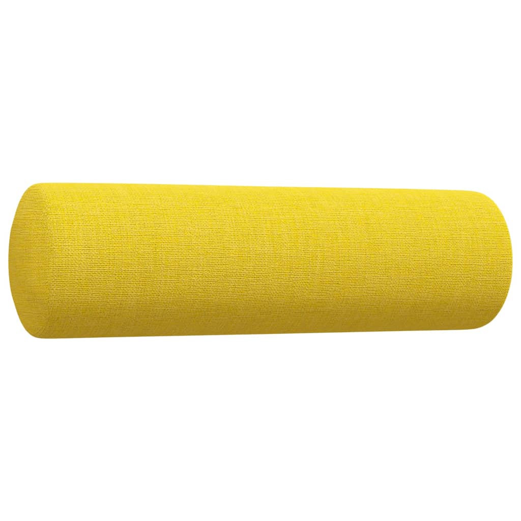 4 Piece Sofa Set with Footstool and Decorative Cushions Light Yellow Fabric