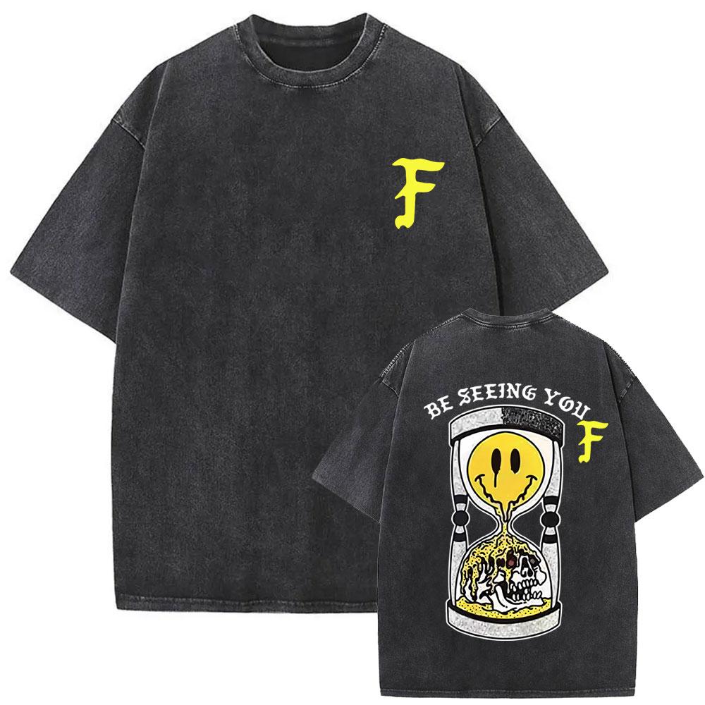 Washed Vintage Forward Observations Group Be Seeing You Print Tshirt Skeleton Graphic Tshirts Men Fashion Oversized T Shirts