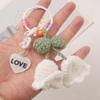 Handmade Crocheted Bell Orchid Keychain Pendant for Women Girl Flower-leaf Bag Ornaments Lily of the Valley Car Key Ring