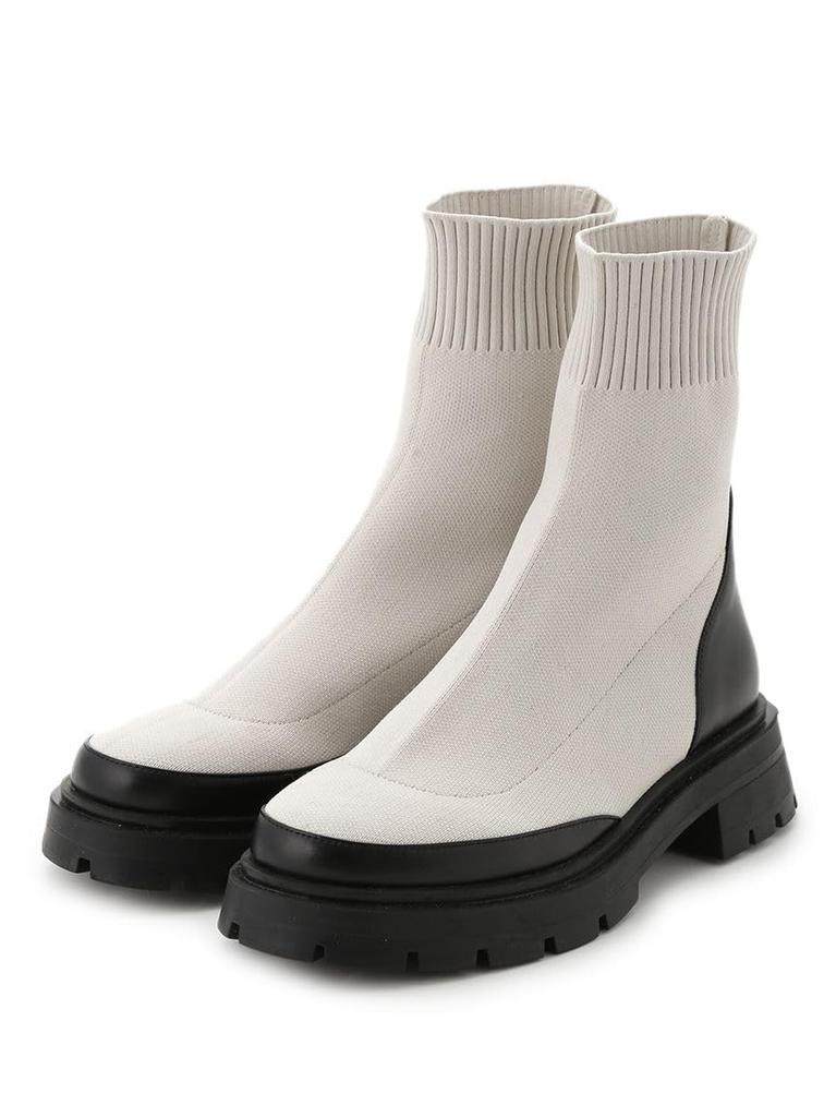 Track Sole Knit Short Boots LWGS235308 IVR [Lily Brown]