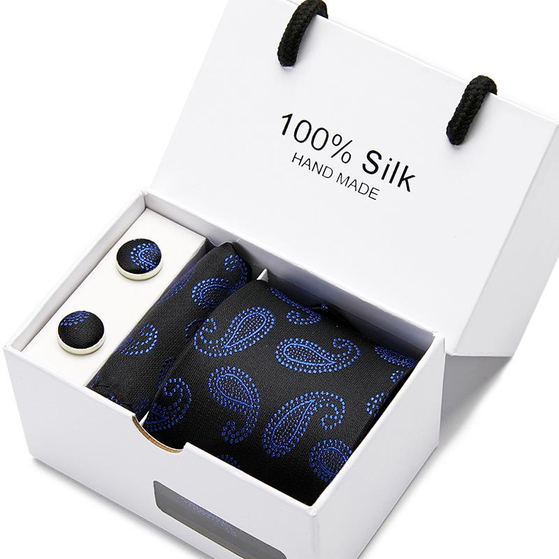 Men'S Tie Gift Box 5-Piece Set Tie Pocket Towel Scarf Cuff