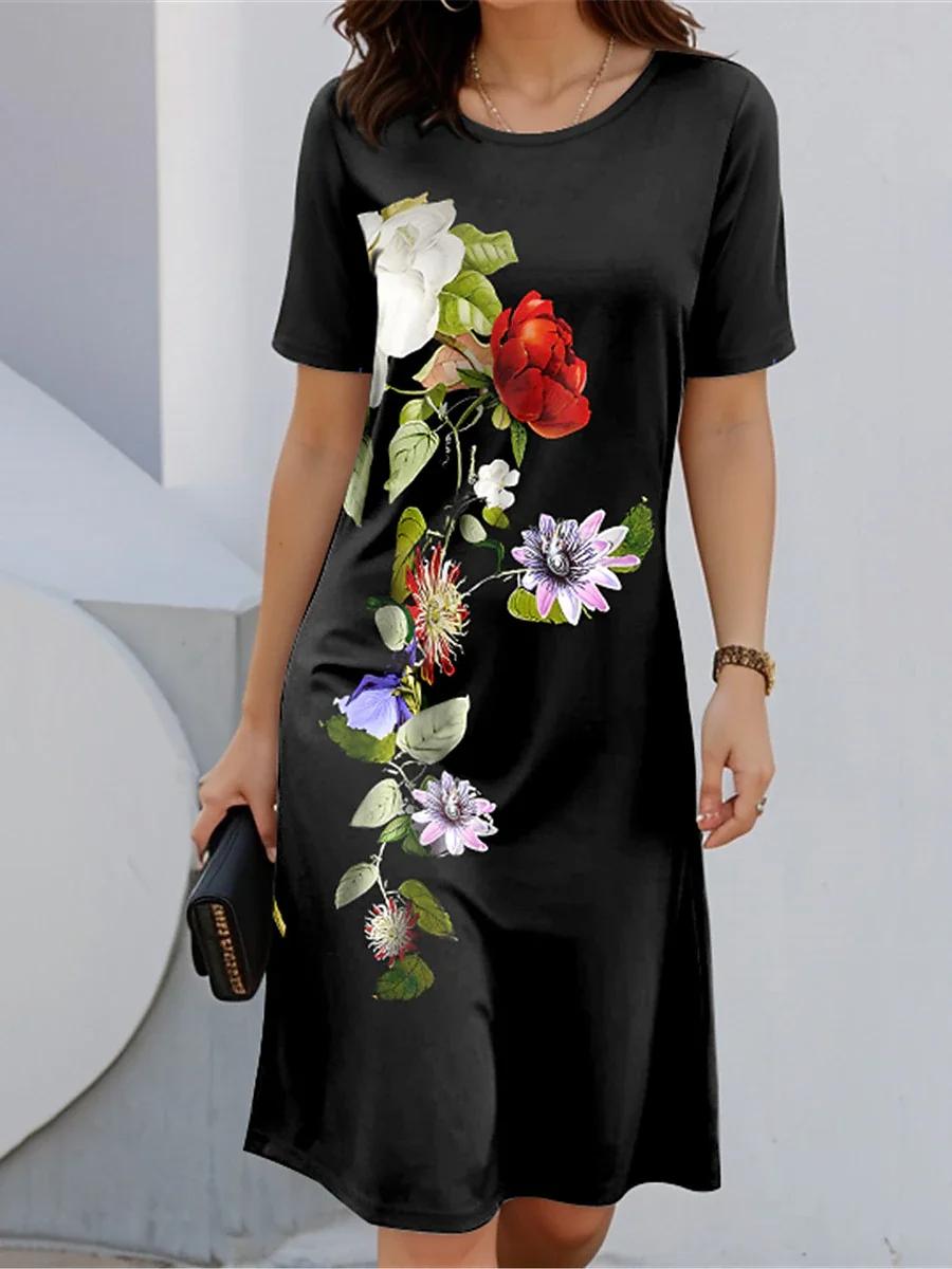 

Тюльпан и цветочный принт женские платья летнее элегантное длинное платье женские платья больших размеров 6XL женская одежда 6XL