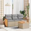 Vidaxl 4-Cz. Set di Mobili da Giardino con Cuscini, Beige, Polyrattan