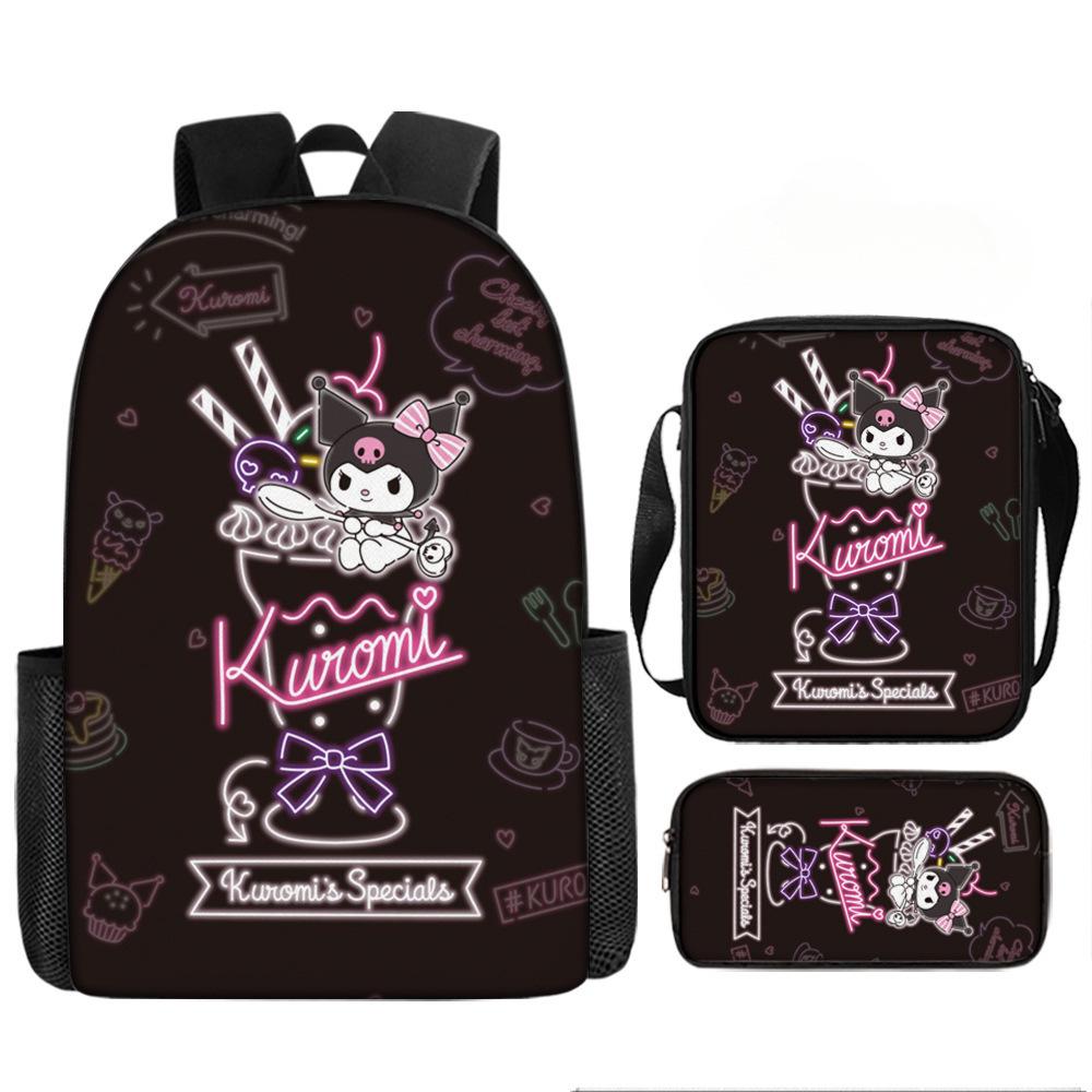 School Bag Student Backpack Cute Girl Lightweight Backpack Large Capacity Three-Piece Backpack