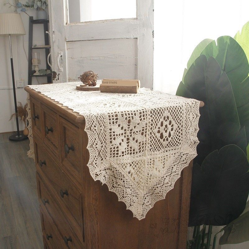

Бежевая хлопковая и льняная американская дорожка на стол, накидка на комод, ткань для скамейки, вязаная крючком скатерть, кружево, ткань для тумбы под телевизор, скатерть на кофейный столик Beige-Sharp 32*120cm