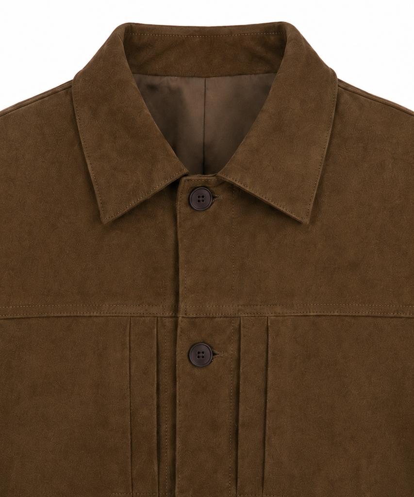 IL CORSO Faux Suede Trucker Jacket Brown