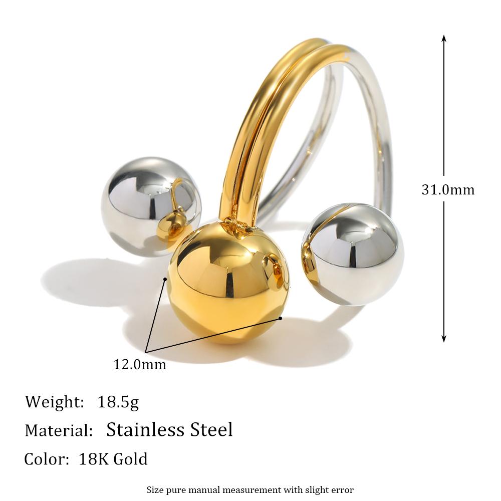 

MamacitaSlay Unique Cool 18K Gold Plated Stainless Steel Three Ball Adjustable Ring Women s Charm Exaggerated High Quality Gift resizable&Gold-color чорний