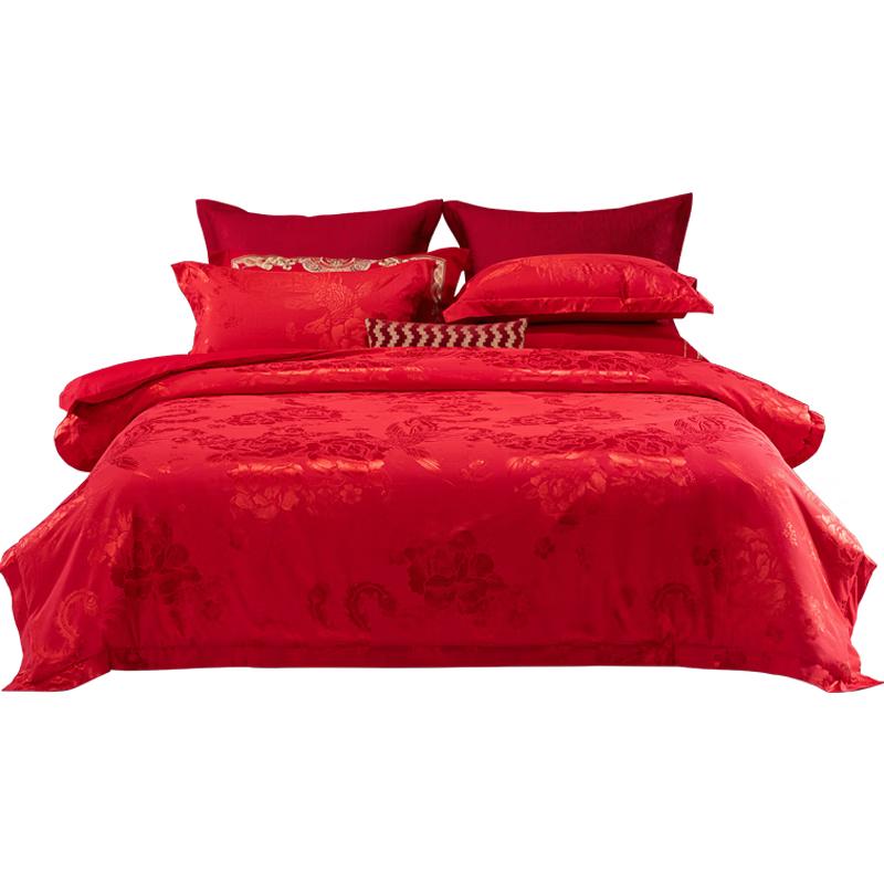Mercury Home Textiles Свадебный Пион Жаккард 8-предметный Комплект Постельного Белья 1.8m Bed (220x240cm Duvet)