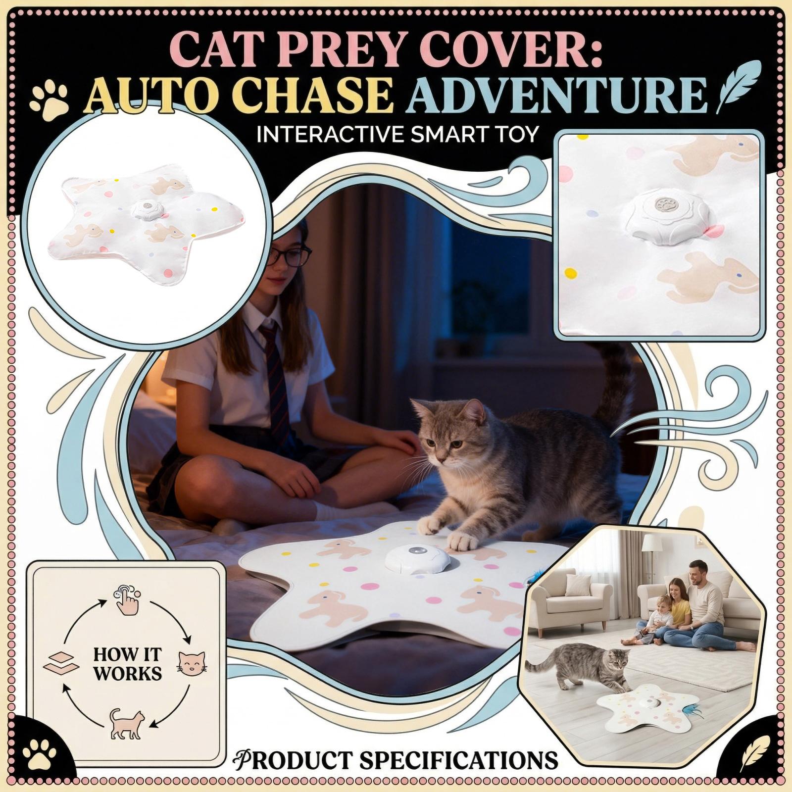 Electric Sounding Toy Hunting Cover Automatic Turntable  Teasing Stick  Toy Pet Game Cover One Size белый