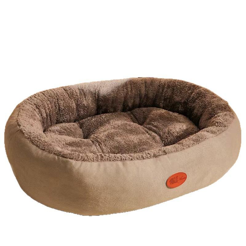 Cozy Oval Pet Bed for Medium-Large Dogs & Cats, Warm Winter Mat, All-Season Comfort.