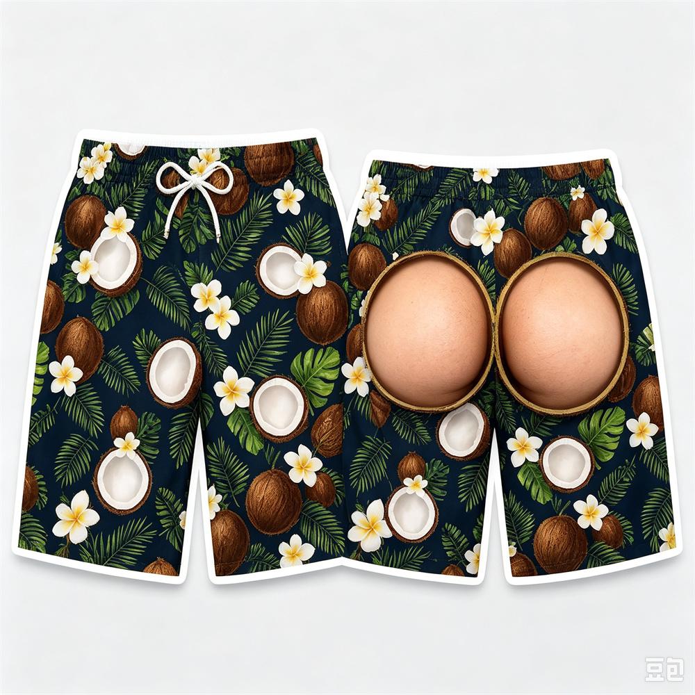 Fun and Quirky Fruit-themed Swim Trunks for Men 3D Print Fake Buttock Pattern Beach Party Board Shorts Novel Boyfriend Husband