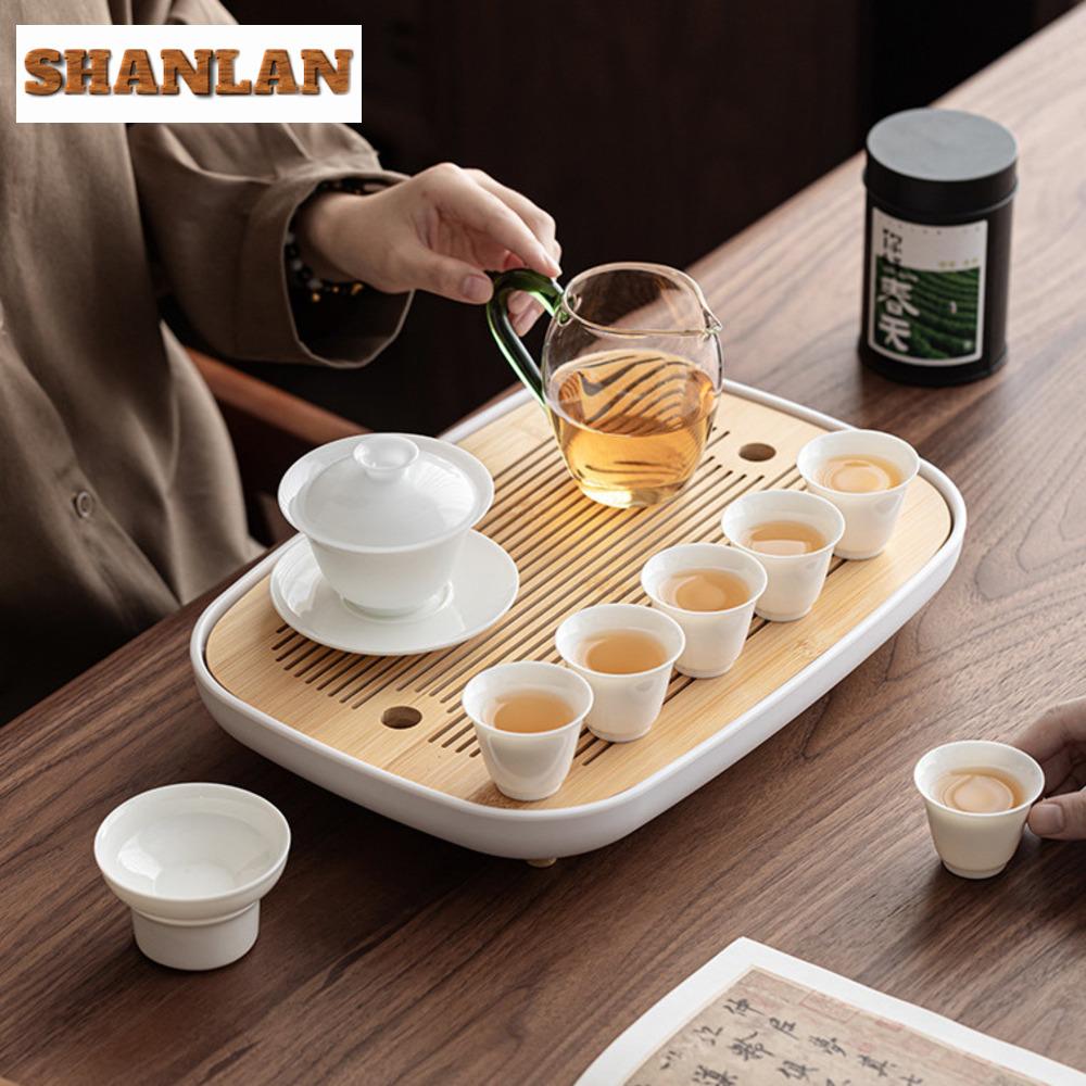Mutton Fat Jade Porcelain Sancai Gaiwan Elegant Tea Tureen Tea Bowl With Lid Kit Tea Brewing Cover Bowl Chinese Tea Set Craft