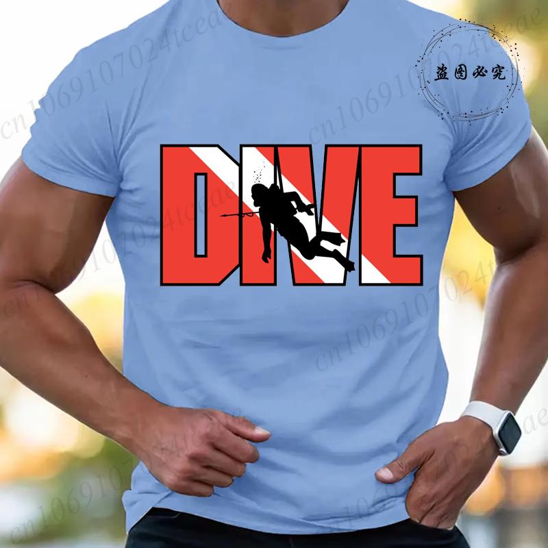 New Fashion T Shirt for Men Casual Short Sleeve Hip Hop Streetwear SCUBA Dive Print Tee Shirt Pullover Mens Women T-shirt Tops