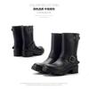 New Rain Shoes Women's Medium Tube Fashion Rain Boots Shoes Worn On Rainy Days Water Shoes Waterproof Martin Boots Non-slip Rubber Shoes