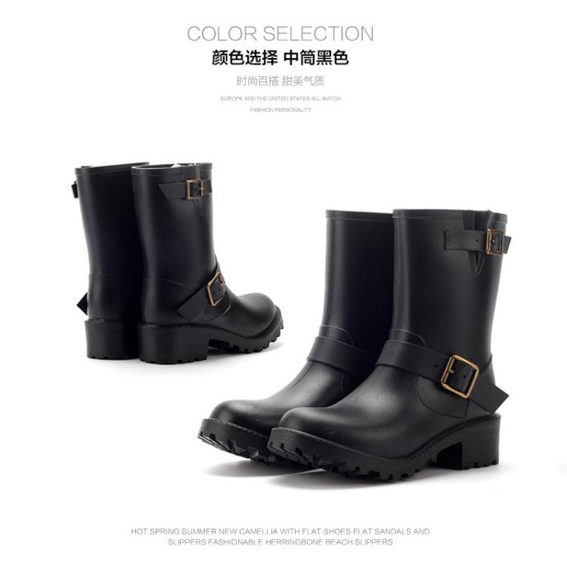 New Rain Shoes Women's Medium Tube Fashion Rain Boots Shoes Worn On Rainy Days Water Shoes Waterproof Martin Boots Non-slip Rubber Shoes