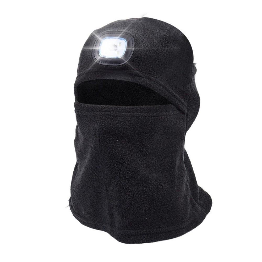 Fleece Lined Headlamp Hat USB Rechargeable Winter Running Hat Durable Night Cycling Beanie  Winter