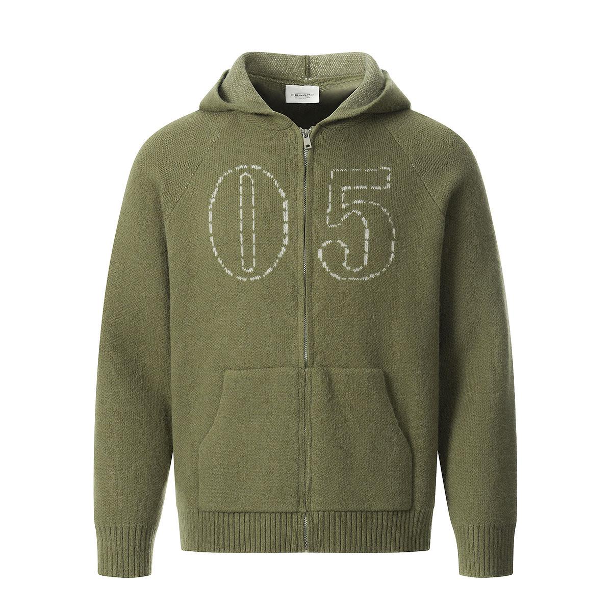 Повседневный свободный кардиган-свитер с капюшоном из жаккардового трикотажа Medium