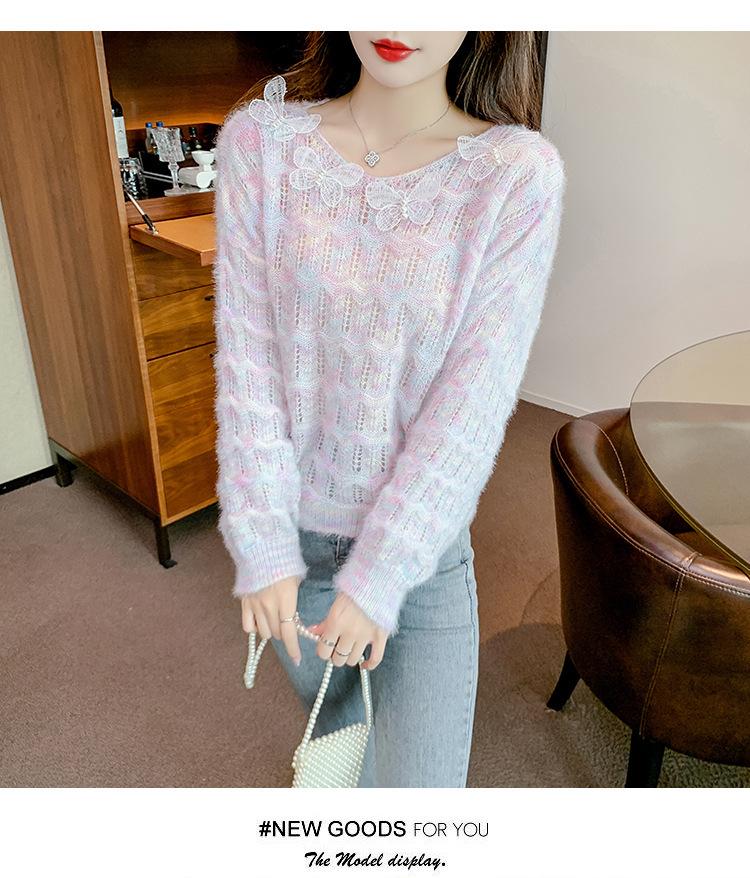 Spring 3D Butterfly Knit Top: Stylish, Colorful Pullover Sweater for Trendy Women