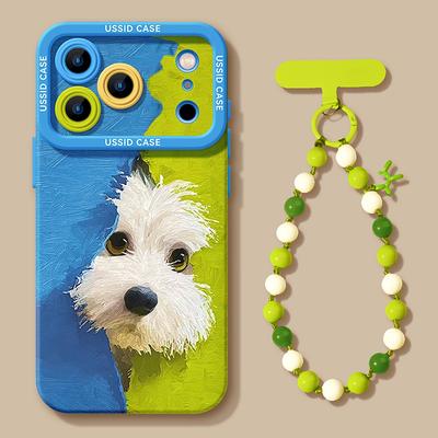 Plush Puppy Green Suitable for Apple 17 Promax Cute for Iphone 16 Cartoon 15 Hanging Chain 13 Sets of Soft Mobile Phone Case