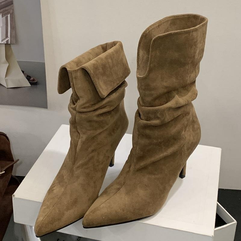 Модні Eilyken 2026 Нові Осінні Зимові Модні Плісировані Жіночі Черевики до щиколотки з гострим носом, Короткі Чоботи, Сексуальні Тонкі Підбори, Вечірні Туфлі