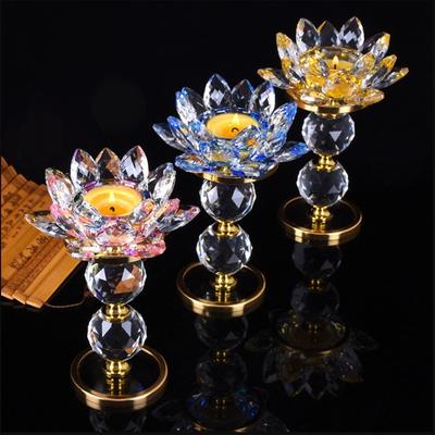 High Pillar Crystal Lotus Candlestick, Butter Lamp Holder, Interior Decoration, Used for Buddha Lamps, Prayers, Buddha Utensils