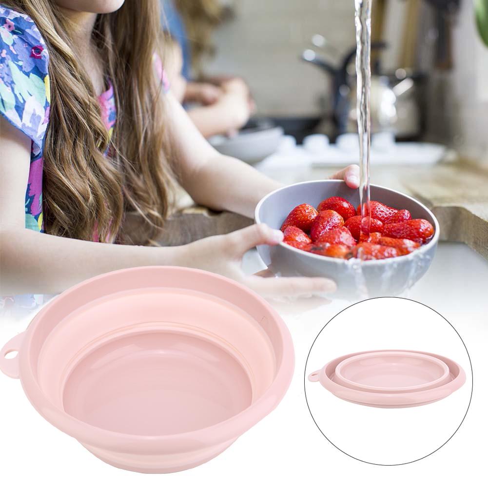 Ciotola Pieghevole da Viaggio per Campeggio all'Aperto Cucina Plastica Pieghevole Vasca per Piatti;rosa: