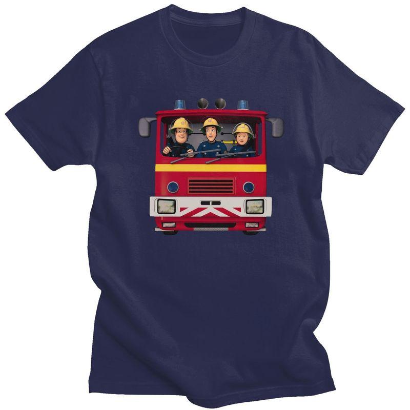 T-shirt Personalizzate Sam il Pompiere Uomo Cotone Puro Magliette Top T-shirt Maglietta Casual