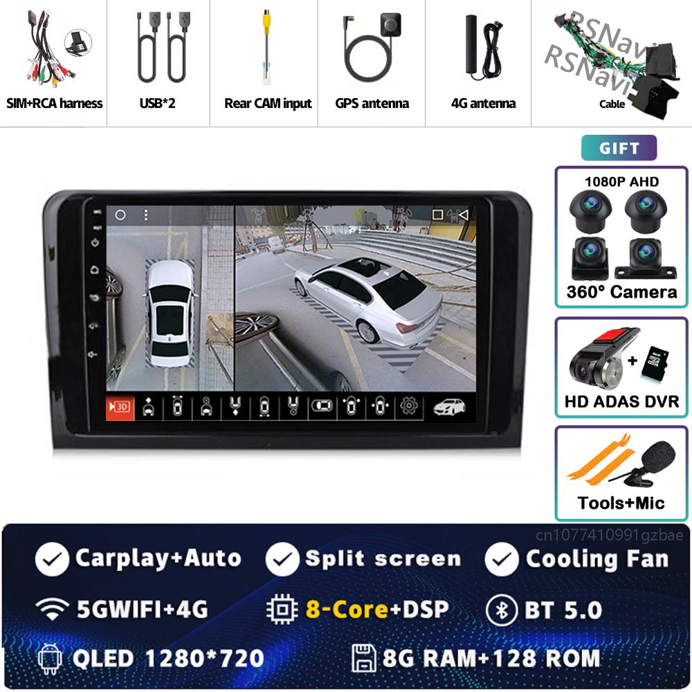 9" Android 14 Carplay Car Radio For Mercedes Benz M-Class W164 GL-Class X164 ML GL Multimedia Video Player GPS Stereo 2Din Auto