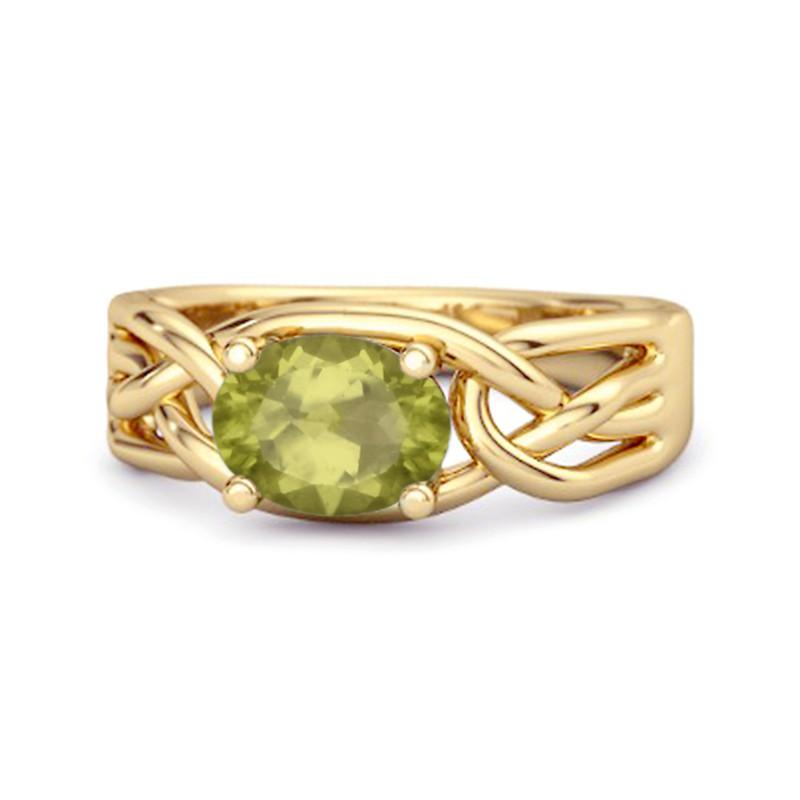 

Peridot Celtic Woven Band Ring - 925 Sterling Silver Gold Vermeil 11.5 жовтий/золотий