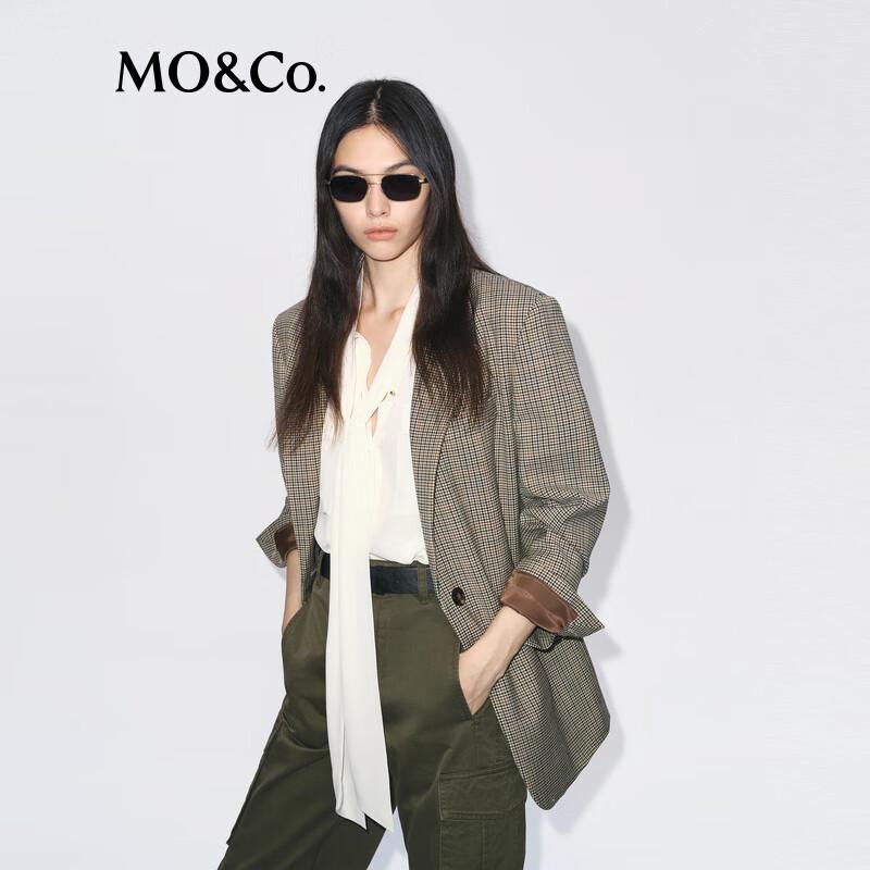 MO&Co. Prince of Wales Check Wool Blend Blazer
