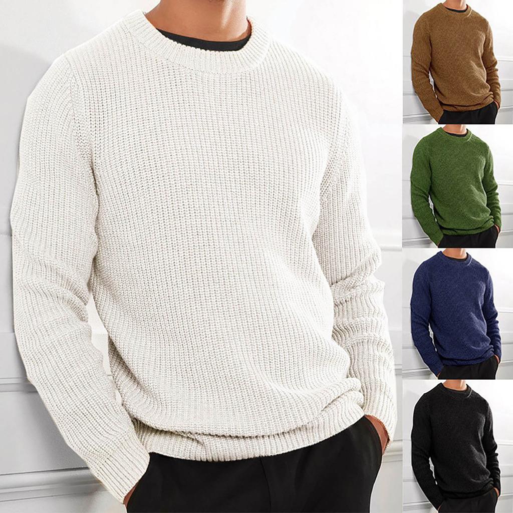 Men's Casual O-neck Loose Cotton Sweater Pullover