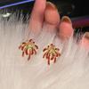 Bright Fireworks Red Fireworks Stud Earrings Women'S Small Exquisite White Earrings Niche Design Unique Earrings