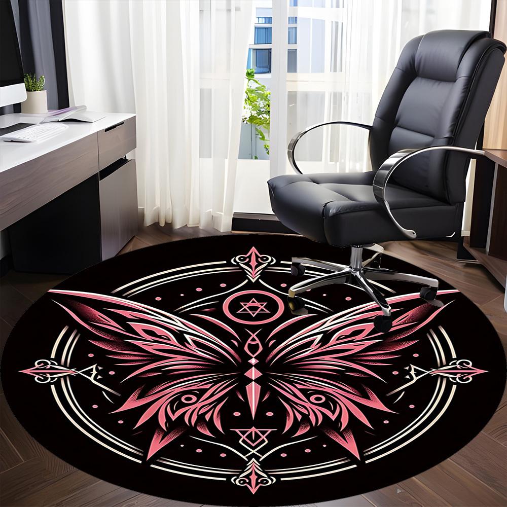 1 alfombra redonda de mandala de mariposa para oficina, debajo de sillas de oficina, dormitorio, sala de estar, decoración del hogar, decoración de habitación, disponible en varios tamaños