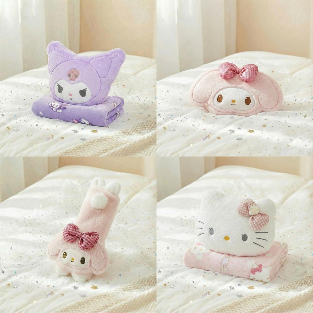 Hello Kitty Car Seat Set Plush Pillow Blanket Seatbelt Shoulder Strap For Kids